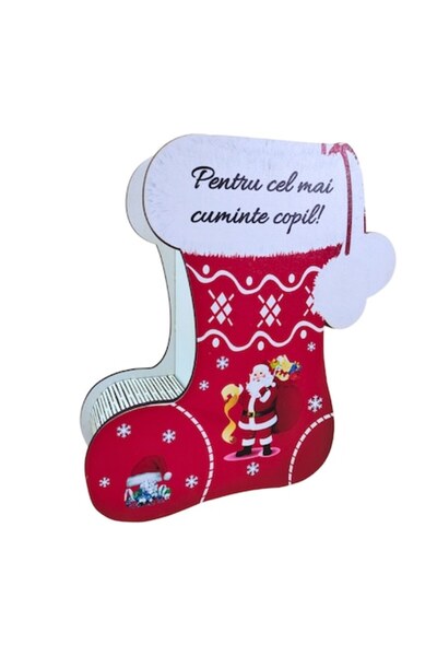 T&M Personalizare Cutie personalizată din lemn - Ghetuța lui Moș Crăciun, alb...