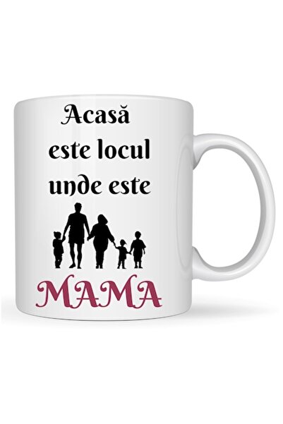 T&M Personalizare Cană personalizată „Acasă e acolo unde e mama”, albă, 330 ml