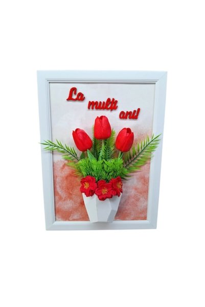T&M Personalizare Înrămat A4 (30x21 cm) - La mulți ani! cu lalele artificiale...
