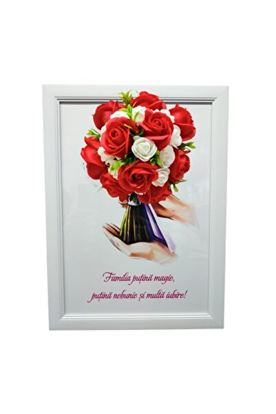 T&M Personalizare Tablou înrămat A4 (30x21 cm) - Design „Familie” cu trandafi...