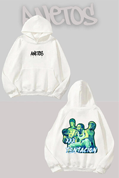 Anetos Φούτερ XxxTentacion Back με τύπωμα Λευκό με κουκούλα
