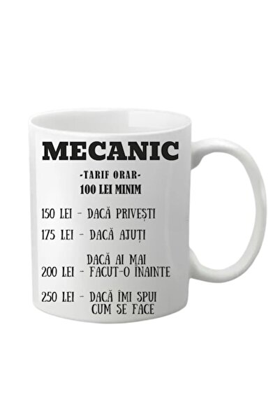 T&M Personalizare Cană personalizată - Mecanic, tarif orar, albă, 330 ml