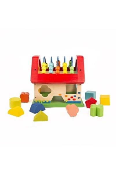 CREATIVE Wooden Activity House with Abacus and Shape Sorter, for kids 2 years+, 19 x 18.5 x 20 cm, multicolor