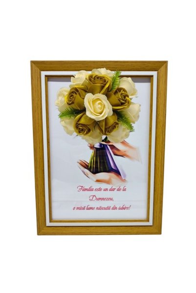 T&M Personalizare Tablou înrămat A4 (30x21 cm) - „Familia este un dar de la D...