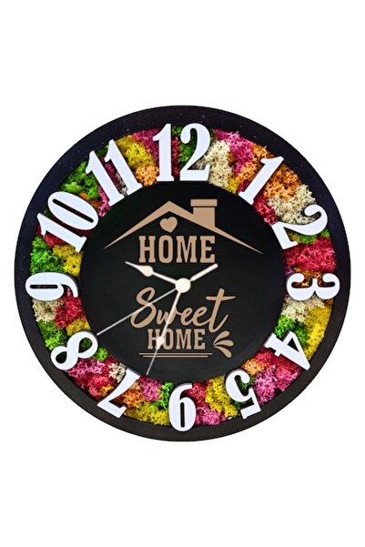 T&M Personalizare Ceas negru din lemn - Acasă, dulce casă - Lichen multicolor...