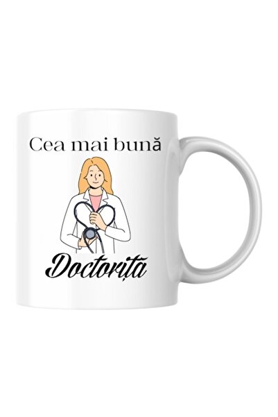 CADOU Cană personalizată - Cea mai bună doctoriță! Albă, 330 ml