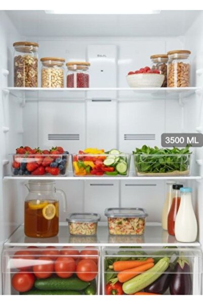Nurfa Kapaksız Şeffaf Buzdolabı Organizeri ve Saklama Kabı 3500ML