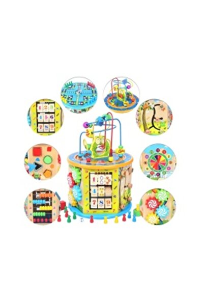 CREATIVE Wooden educational toy, hexagon 8-in-1 activity center, 36 x 20 x 25 cm, multicolor