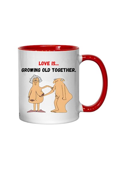 T&M Personalizare Personalized mug - 'Love is... growing old together!' red interior, 330 ml