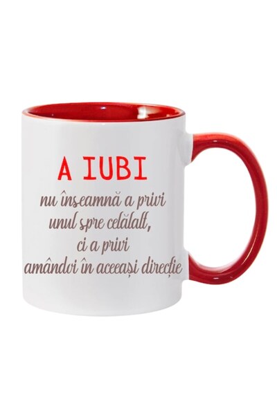T&M Personalizare Cană personalizată „A iubi înseamnă a nu te privi...” roșie...