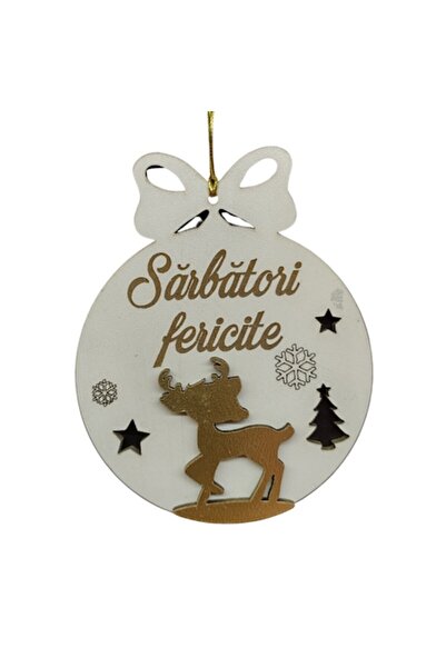 T&M Personalizare Glob de Crăciun decorativ personalizat din lemn - rotund, r...