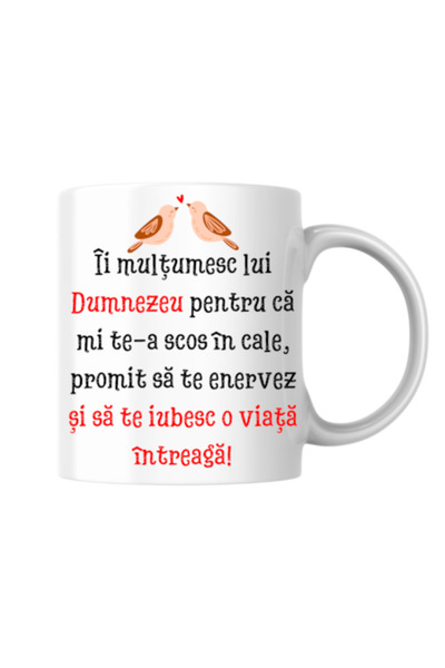 T&M Personalizare Cană personalizată - „Te voi iubi o viață!” albă, 330 ml
