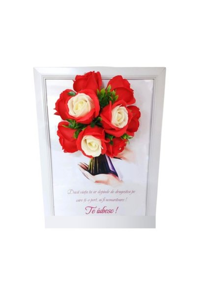 T&M Personalizare Înrămat A4 (30x21 cm) - „Te iubesc” V3, trandafiri de săpun...