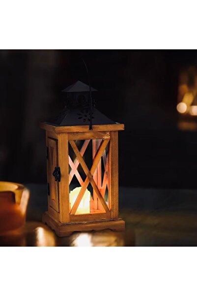 Afaq شمعدان خشبي مع أبواب زجاجية