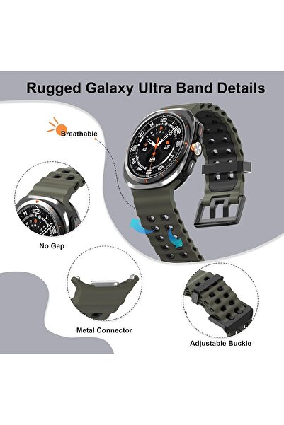 Generic Rugged Silicone Band for Samsung Galaxy Watch Ultra 47mm, Green