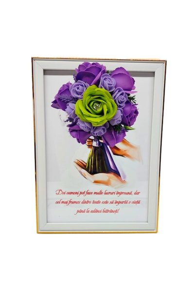 T&M Personalizare Tablou înrămat A4 (30x21 cm) - Trandafiri mov din săpun, ci...