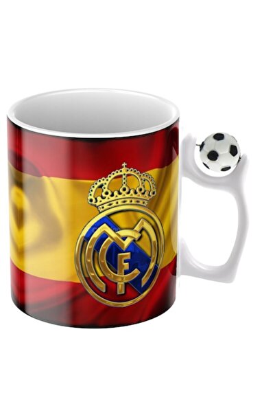T&M Personalizare Cană Real Madrid, albă cu minge de fotbal, v2