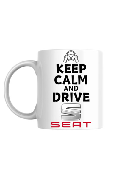 T&M Personalizare Cană personalizată - Keep Calm and Drive Seat!, albă, 330 ml