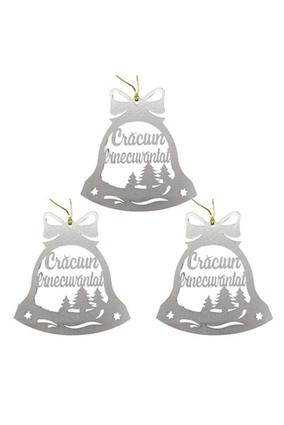 T&M Personalizare Set de 3 globuri de Crăciun - clopoțel „Crăciun binecuvânta...