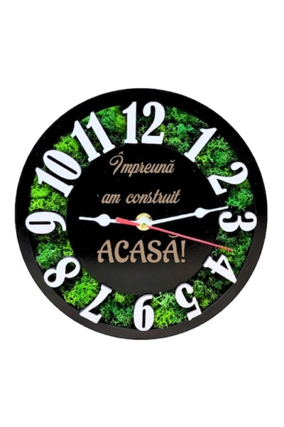 T&M Personalizare Ceas de perete negru din lemn „Împreună am construit o casă...