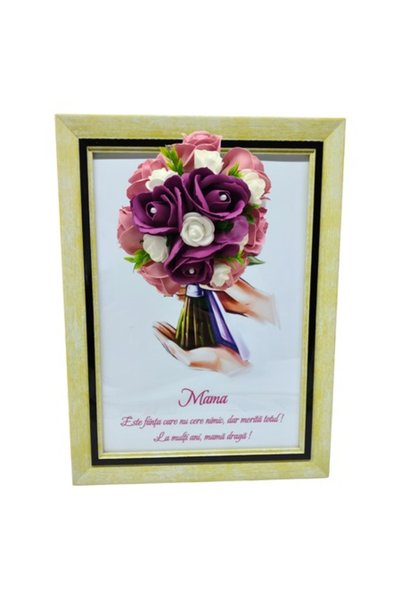 T&M Personalizare Înrămat A4 (30x21 cm) „Mamă - merită totul” cu trandafiri d...