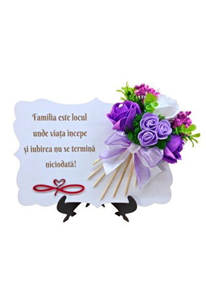 T&M Personalizare Tablou conturat din lemn A4 (30x21 cm) – „Familia este locu...