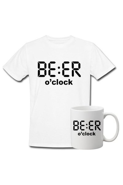 T&M Personalizare Set personalizat tricou + cană - Beer o'clock, alb, mărimea...