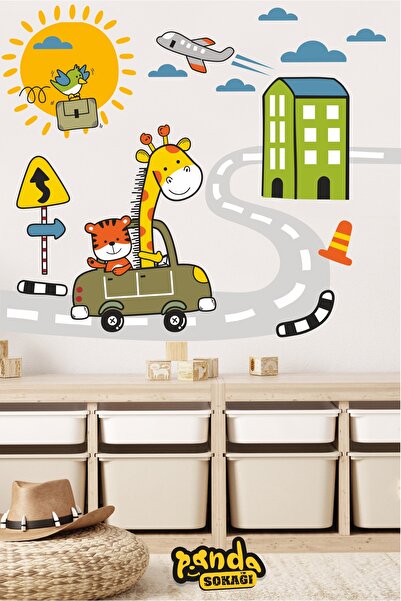 PANDA SOKAĞI مجموعة ملصقات الزرافة وأصدقائها للمنازل والطائرات