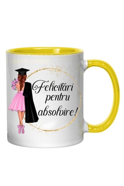 T&M Personalizare Cană personalizată - Felicitări pentru absolvire, galbenă, ...