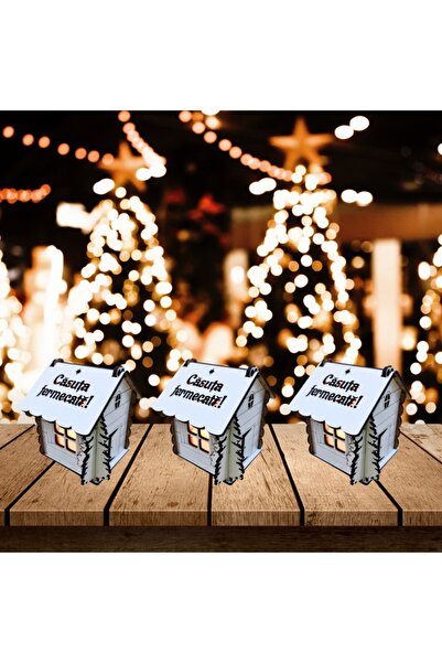T&M Personalizare Set of 3 houses - Enchanted house, white, 9x9x9cm, wood