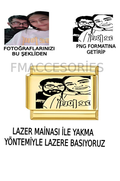 fmaccessoriess İtalyan Çelik Bileklik Charmı Fotoğraf Baskılı Charm 1 Adet İs...