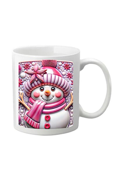 T&M Personalizare Cană personalizată - Om de zăpadă, Crăciun, Alb, 330 ml