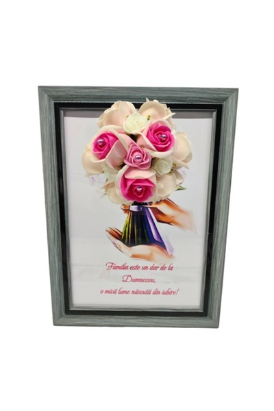 T&M Personalizare Tablou înrămat A4 (30x21 cm) - „Familia este un dar de la D...