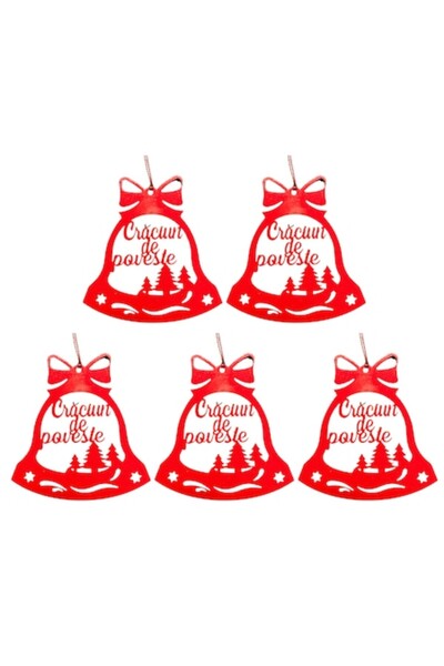 T&M Personalizare Set de 5 globuri de Crăciun - Crăciun de basm - clopoțel, r...