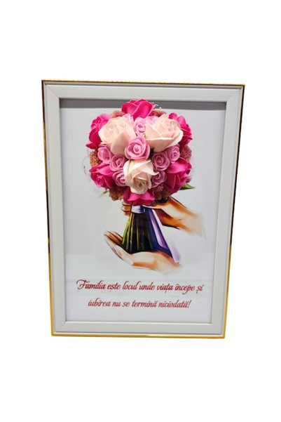 T&M Personalizare Tablou înrămat A4 (30x21 cm) – „Familia este locul unde via...