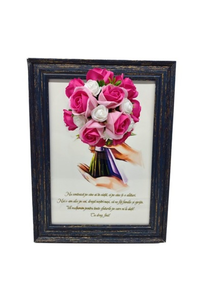 T&M Personalizare Tablou înrămat A4 (30x21 cm) – Imprimeu cu citate și flori ...