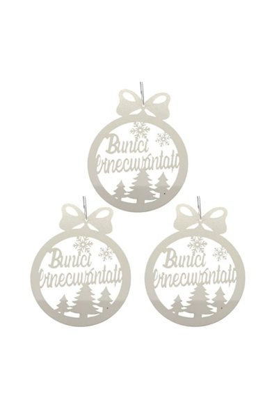 T&M Personalizare Set de 3 globuri - Bunici Fericiți - rotunde, albe, diametr...