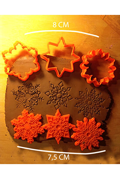 Enbceramic 3 LÜ 7,5 CM KAR TANESİ KURABİYE-SERAMİK-POLİMER KİL KALIP