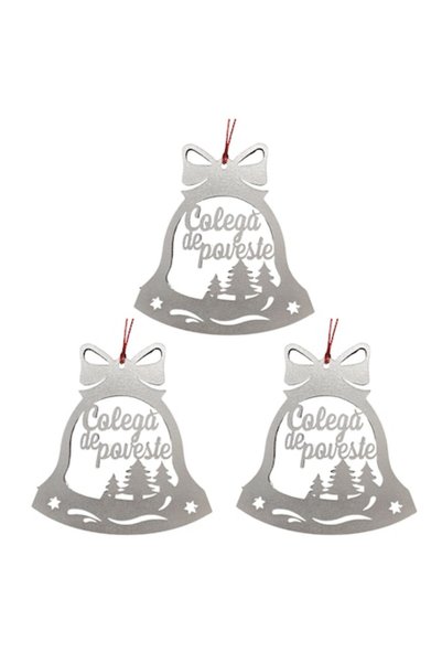 T&M Personalizare Set de 3 globuri - „Coleg de poveste” - clopoțel, argintiu,...