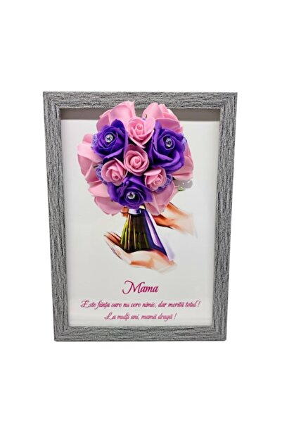 T&M Personalizare Tablou înrămat A4 (30x21 cm) - „Mama, merită totul” - flori...