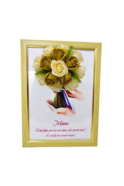 T&M Personalizare Tablou înrămat A4 (30x21 cm) - „Mama merită totul” - flori ...