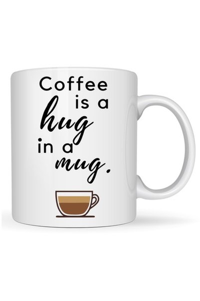 T&M Personalizare Cană personalizată „Cafeaua este o îmbrățișare” albă, 330ml