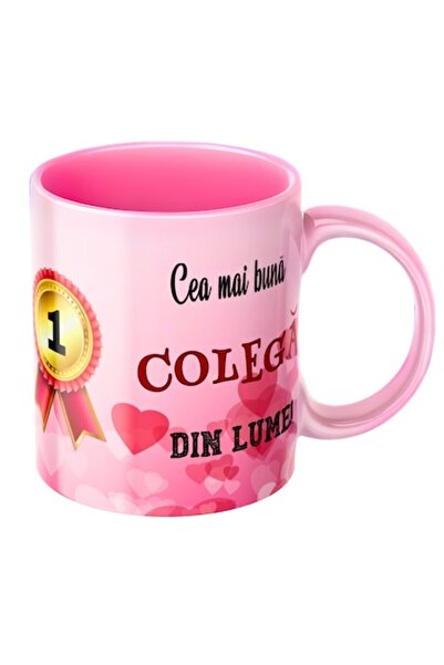 T&M Personalizare Cană personalizată - Cel mai bun coleg din lume, roz, 330 ml