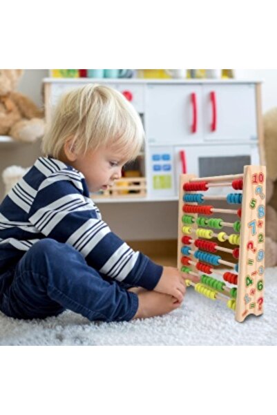 CREATIVE Wooden counting abacus for children 1 year+, with 10 bead rows and numbers, 24.3 x 5.5 x 20.5 cm, mu