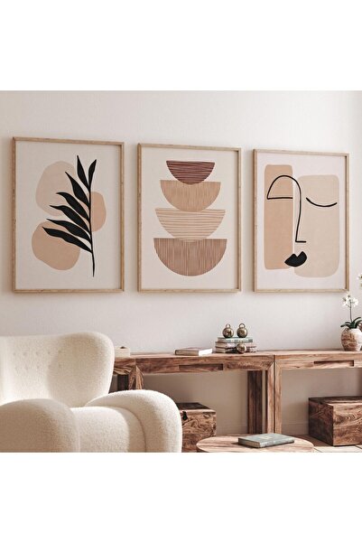 Esci Design Ahşap 3'lü Çerçeveli Bohem Tablo Seti - 3'lü Tablo Seti - Vintage Tablo - Soft ve Trend Tablo Seti