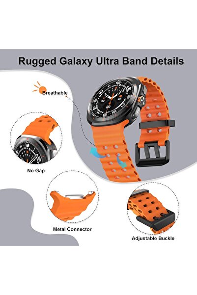 Generic Rugged Band Compatible with Samsung Galaxy Watch Ultra 47mm (2025/2024) - No Gap Breathable Soft Sil