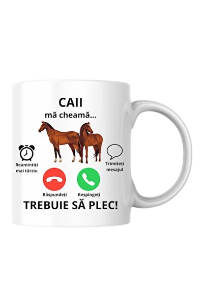 T&M Personalizare Cană personalizată - Caii mă cheamă, trebuie să plec! Albă,...