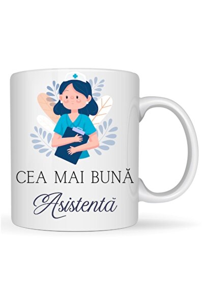 T&M Personalizare Cană personalizată „Cel mai bun asistent” albă, 330 ml