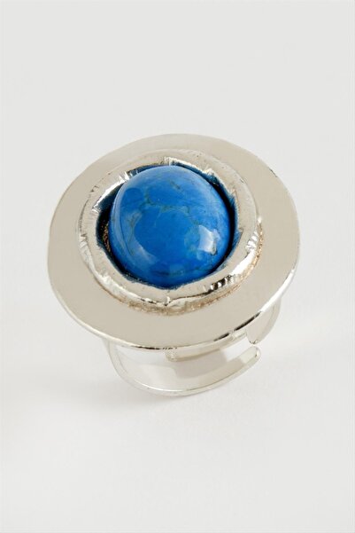 ZERO LAND Techmrt Oval Turquoise Stone (220721) Ring-Silver Color