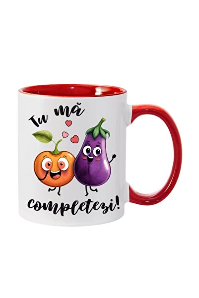 T&M Personalizare Cană personalizată „Mă completezi” v33, roșie, 330 ml